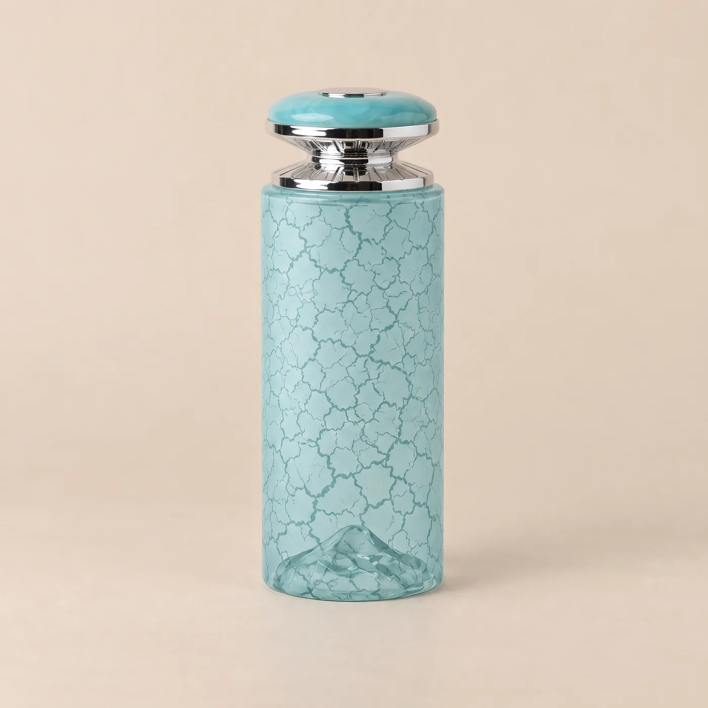 Ice-blue fragrance packaging finish and closure concept