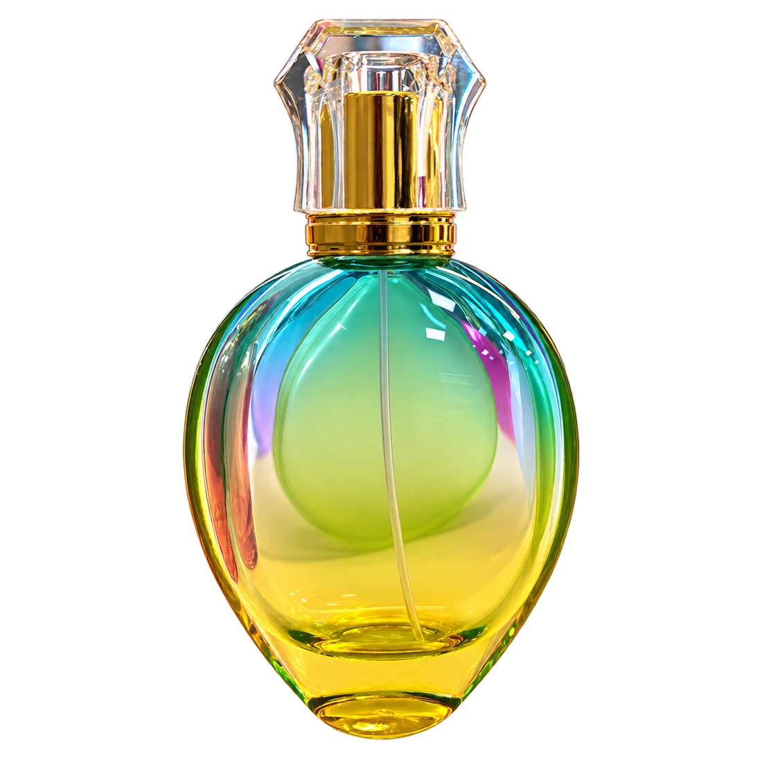 Référence de finition de flacon de parfum : Effet de couleur irisé